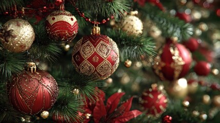 Fototapeta premium christmas decorations on a tree