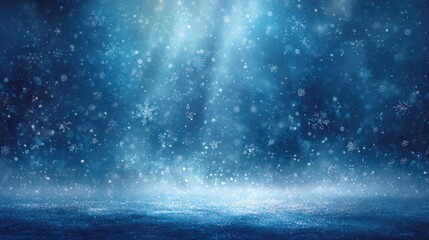 christmas blue background with snow snowflakes falling winter scene festive backdrop holiday theme