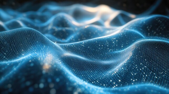 Abstract digital network grid showing data communication flow