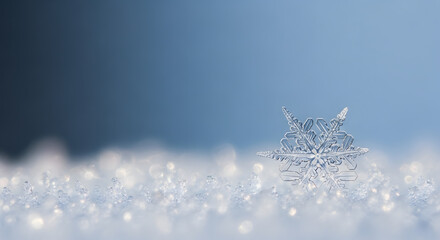 Single Snowflake on Sparkling Snow in Winter Light