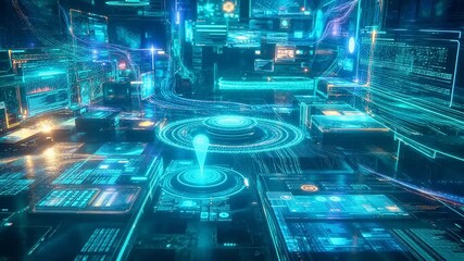 Futuristic digital network interface - Powered by Adobe