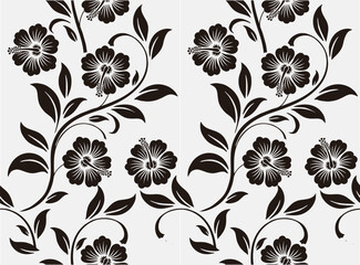 Black and white floral motif Batik indonesia