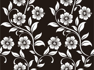 Black and white floral motif Batik indonesia