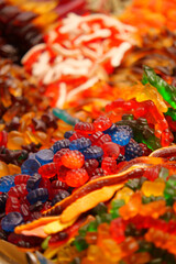 Colorful assortment of candies at a market display