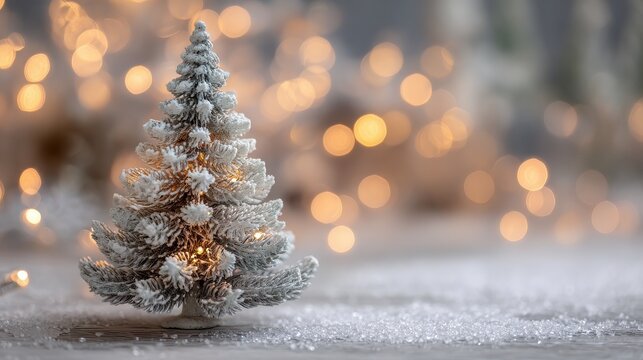 christmas white decoration and spruce tree close up bokeh lights background merry christmas and happy holidays greeting card frame banner new year noel winter festive xmas theme