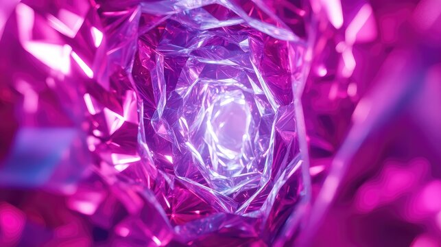 Abstract purple crystal tunnel light glow background