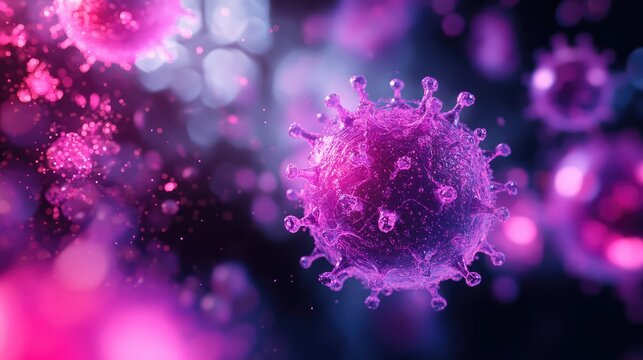 Viral pathogen spreading, microscopic view of infection and disease - Powered by Adobe