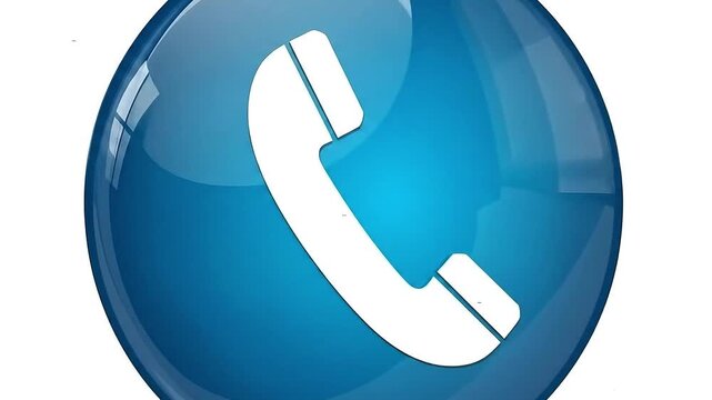 Glossy blue oval button with white telephone icon