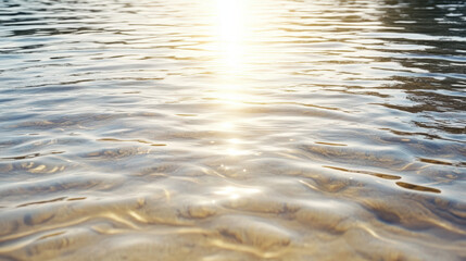 Sunlight reflection water surface calm ripples peaceful golden shimmer