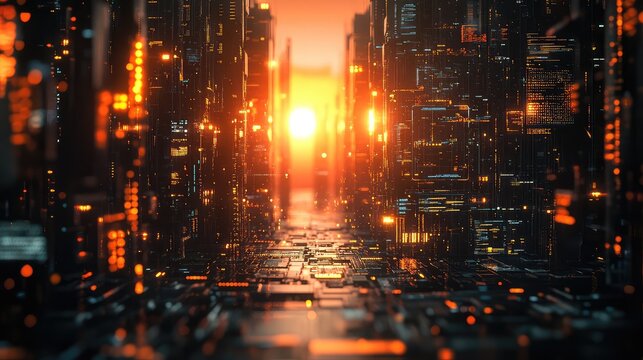 Digital cityscape illuminating future network data streams