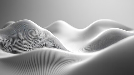 Digital wave surface displaying interconnected mesh lines