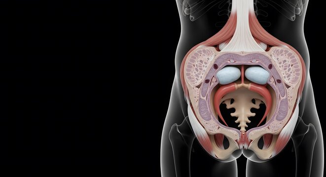 Central nervous system anatomy, Pelvic Anatomy Cross Section Showing Muscles, Organs and Bone St