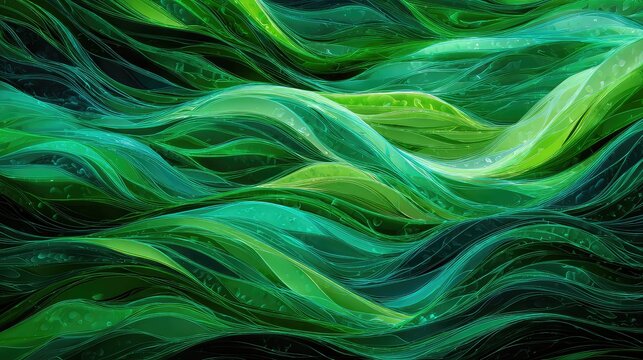 Flowing green abstract waves glass texture motion