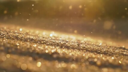 Glittering sand with bokeh light particles falling in sun, used as background - Powered by Adobe