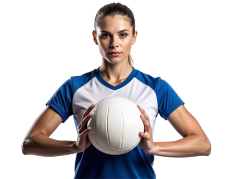 Volleyball Athlete Woman Standing with Ball PNG