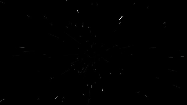 A seamless starfield galaxy tunnel loop featuring white glowing stars on a deep black background. Perfect for hyperspace travel, sci-fi animations, VFX, cosmic scenes, space exploration videos