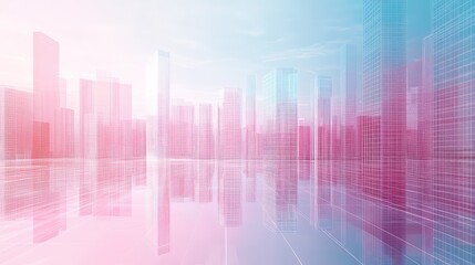 Futuristic cityscape rendering visualizing digital virtual reality architecture