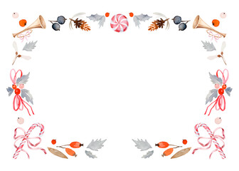 Vintage Christmas Watercolor Border Frame