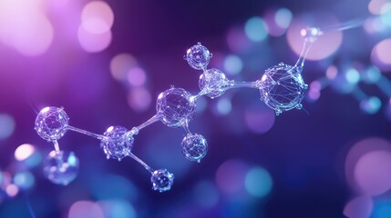 Modern science concept with connected glowing molecule structure