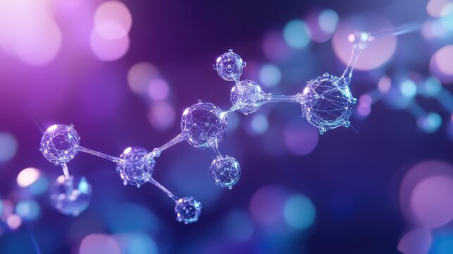 Modern science concept with connected glowing molecule structure