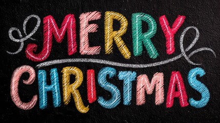 colorful chalk lettering merry christmas on blackboard religious holiday and text design concept for christmas celebration lifestyle view for greeting card invitation poster banner