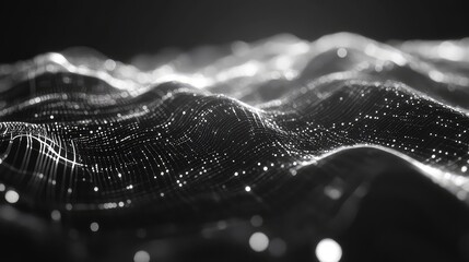 Abstract digital waves forming a futuristic data network