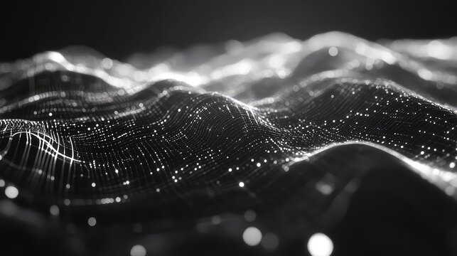 Abstract digital waves forming a futuristic data network - Powered by Adobe