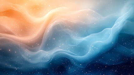 Abstract cosmic nebula with swirling orange and blue hues and stars