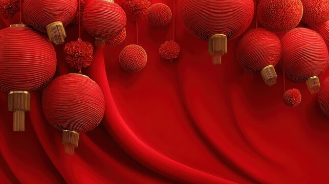 chinese new year festive background with red decoration
