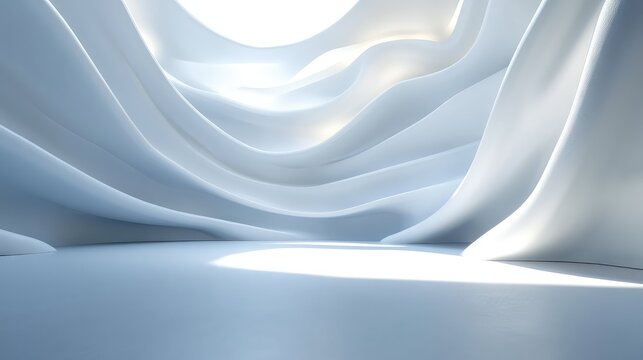 Abstract futuristic architecture with smooth white waves