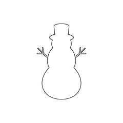 Snowman with hat outline icon vector flat design on white background.