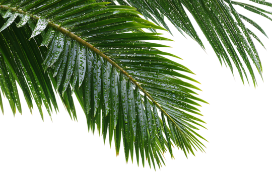 Palm leaf wet foliage rain water drop botanical fresh vibrant natural object