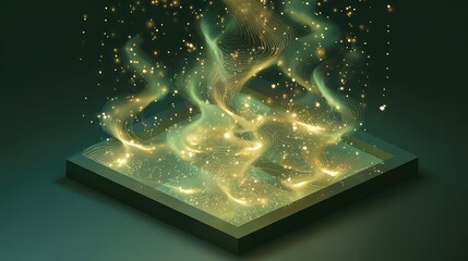 Digital data energy flow expanding from a platform