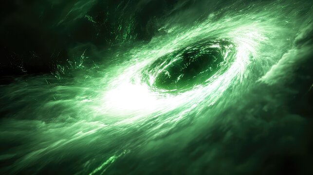 Green energy vortex opening cosmic space wormhole