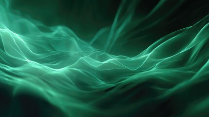 Obraz premium Green abstract energy light waves flowing movement