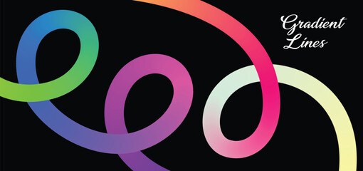 Abstract Gradient Color Lines wave Background. Rainbow Ribbons. Vector Color Lines with Gradient. Fluid Graphics Element Design