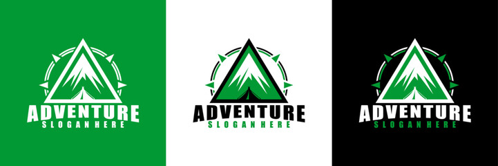 Letter A mountain and tent adventure logo