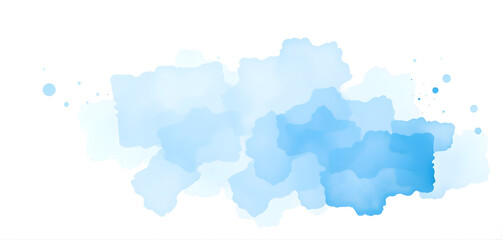 Obraz premium Frosty blue watercolor splashes blending into white, with soft hand-painted ice crystal shapes fading into the background.