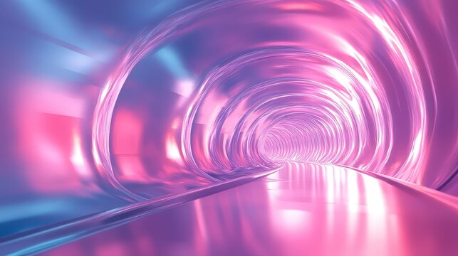 Abstract futuristic tunnel creating fast neon light effect