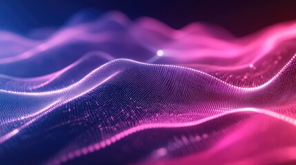 Abstract digital waves creating futuristic particle data network