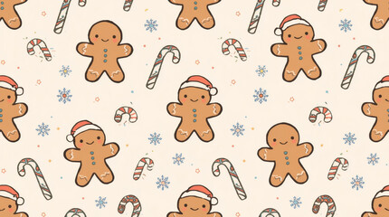 Fototapeta premium Pastel Cute Christmas Seamless Pattern