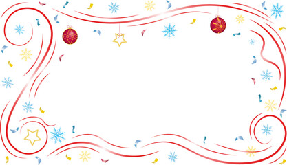 Beautiful New Year's background with Christmas toys and snowflakes
