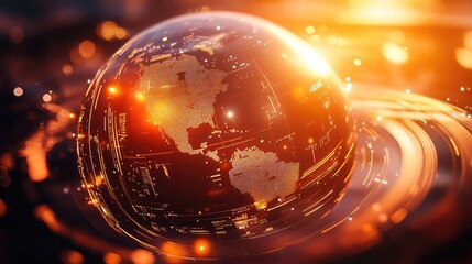 Global network connection illuminating digital technology concept