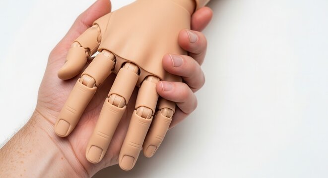 Hold hands with a fake hand