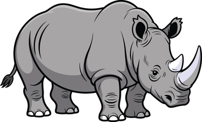 Cute cartoon rhino illustration, African rhinoceros animal character, wildlife vector drawing, safari animals clipart, fun rhino mascot art © Crative Artist