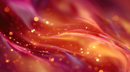 Fiery red orange waves flowing with glittering bokeh lights