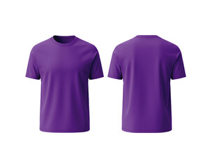 Front and back view of a plain purple t shirt