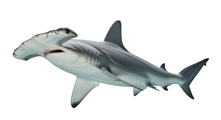 Hammerhead Shark PNG. Distinctive Head Shape, Ocean Predator, and Marine Animal Wildlife. isolated on white or transparent background. PNG. Unique Species Graphic