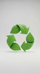 Green recycle symbol with leaves. Eco friendly lifestyle and environmental awareness.
