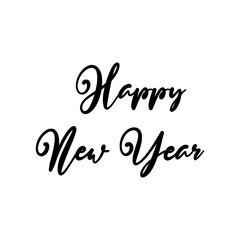 Black and White Happy New Year Vector on Transparent Background